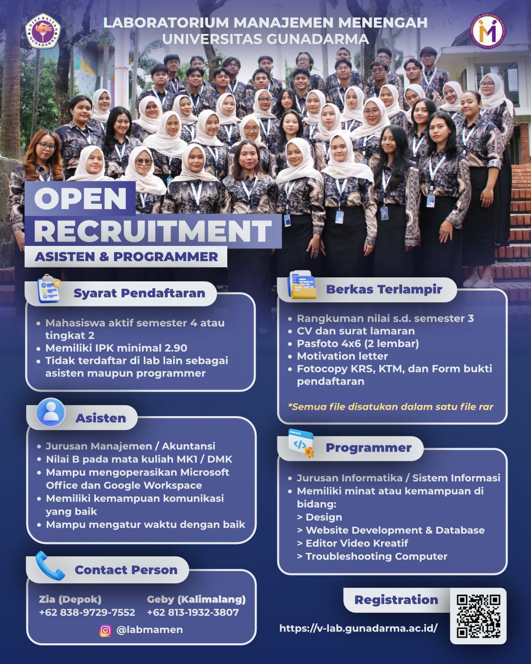 Open Recruitment Asisten dan Programmer Laboratorium Manajemen Menengah 2026
